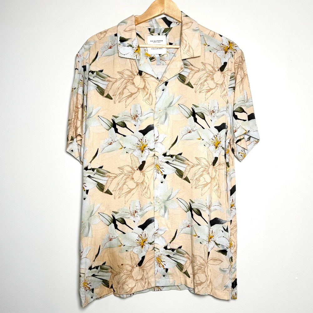 Denim & Flower Ricky Singh Hawaiian Short Sleeve Men's Button Up Sz Medium